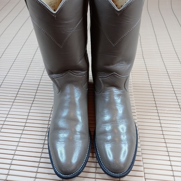 Justin Taupe Classic Roper Boot Lady 5.5 B/ Style - Picture 3 of 10